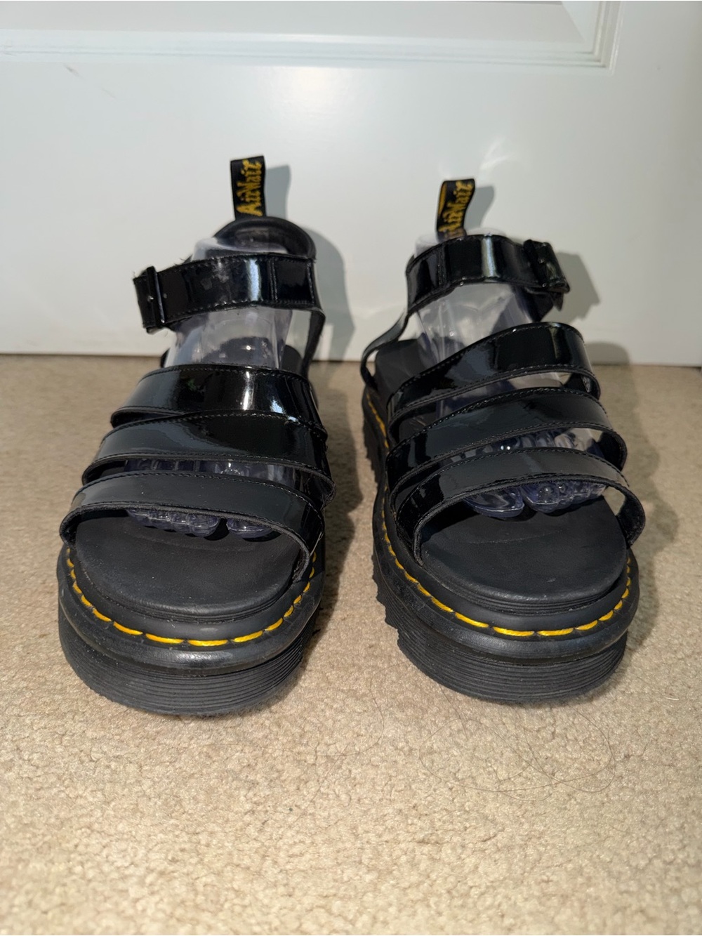 Dr Martens Blaire Womens 11 Black Patent Leather Gladiator Platform Sandals - Picture 3 of 8